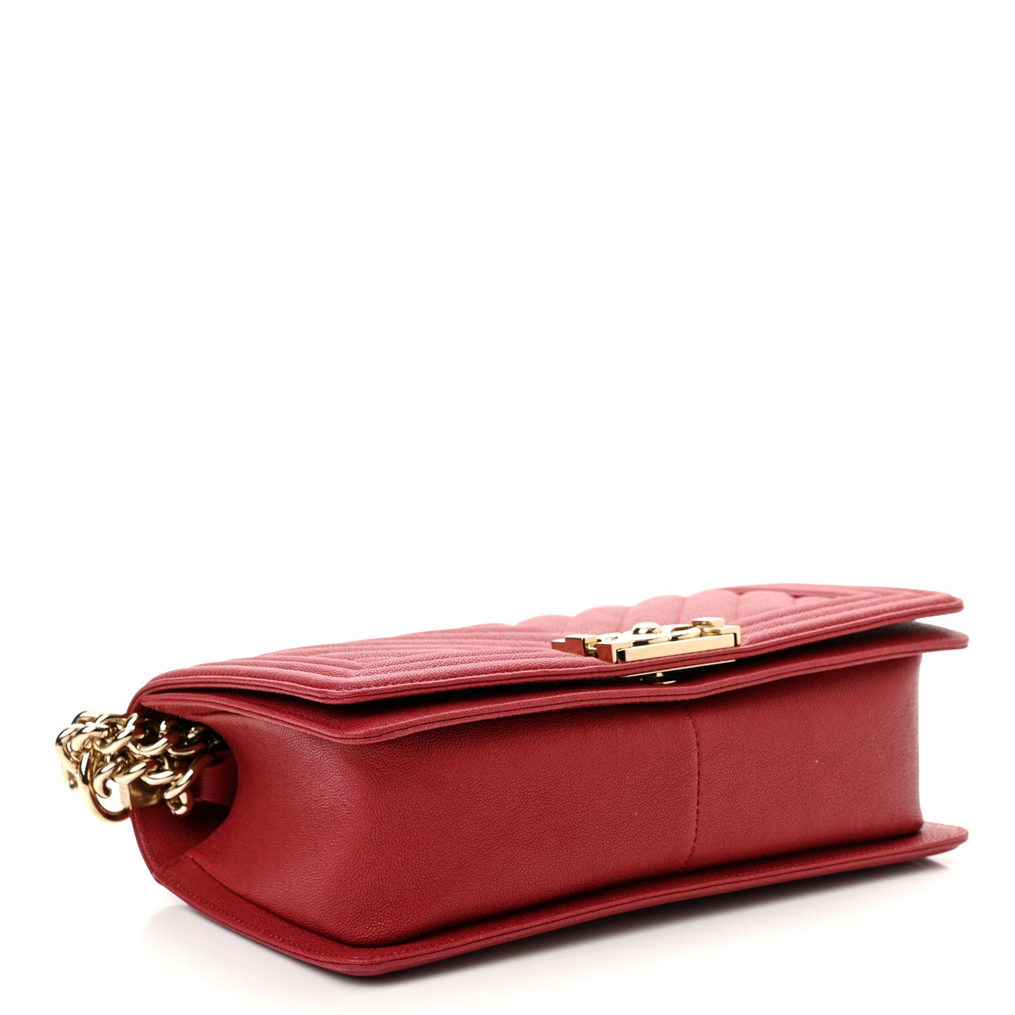 Caviar Chevron Quilted Medium Boy Flap Red