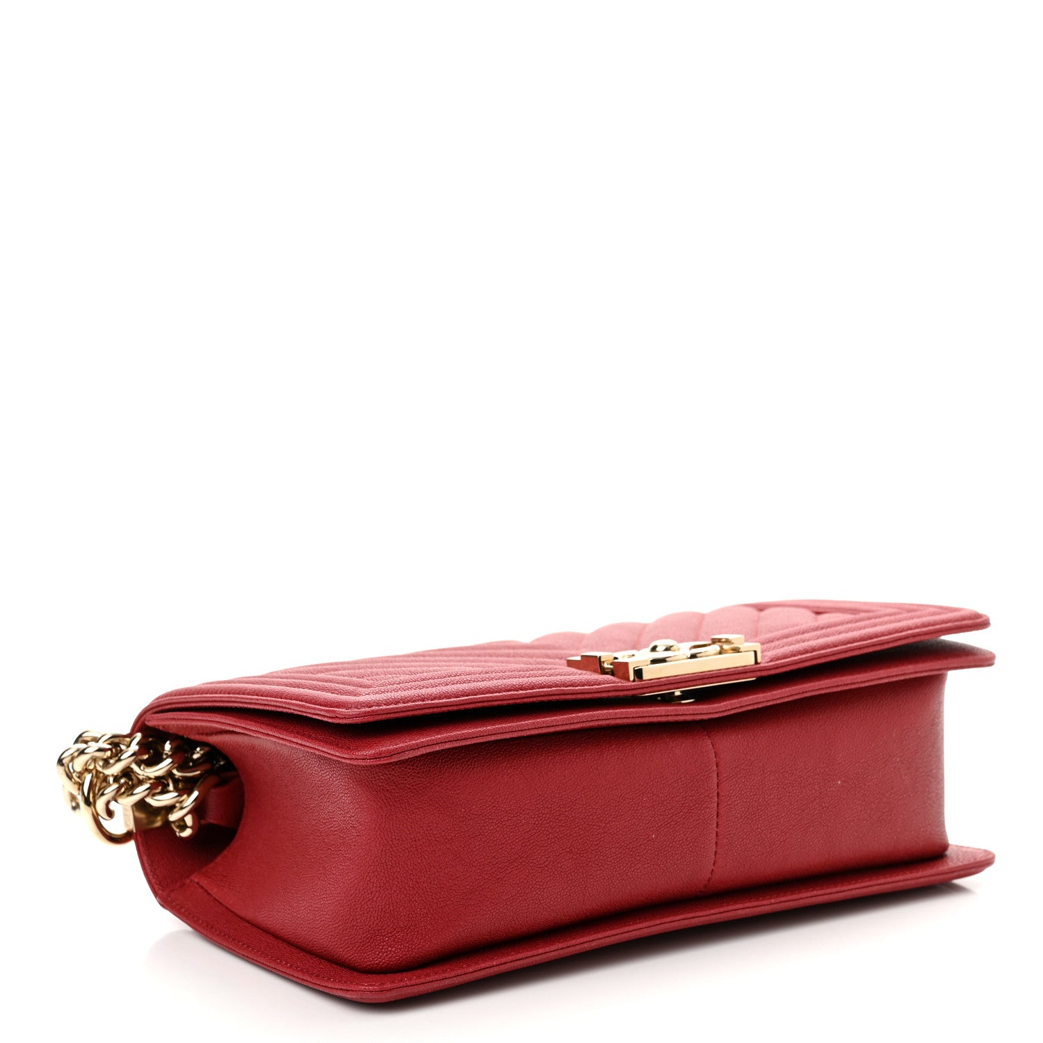 Chanel Caviar Chevron Quilted Medium Boy Flap Red 4 of 10