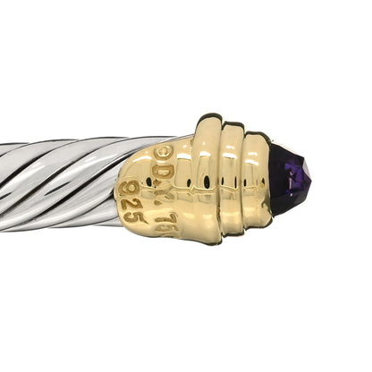 David Yurman Sterling Silver 18K Yellow Gold Amethyst 4mm Cable Kids Bracelet 3 of 3
