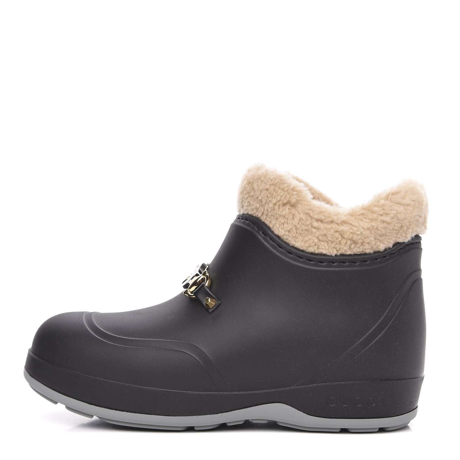 Gucci Rubber Wool Womens Crossy Ankle Boots 35 Black Butterscotch 1 of 9