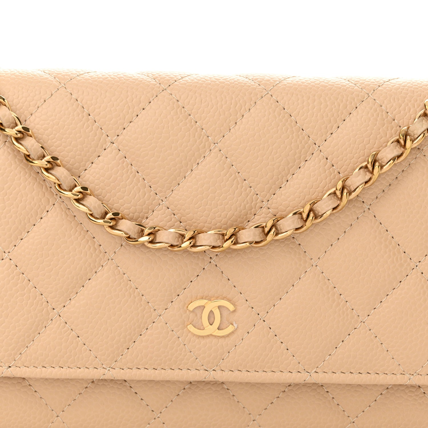 Chanel Caviar Quilted Wallet on Chain WOC Beige 9 of 12