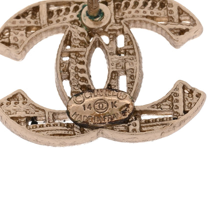 Chanel Tweed Effect CC Earrings Gold 4 of 4
