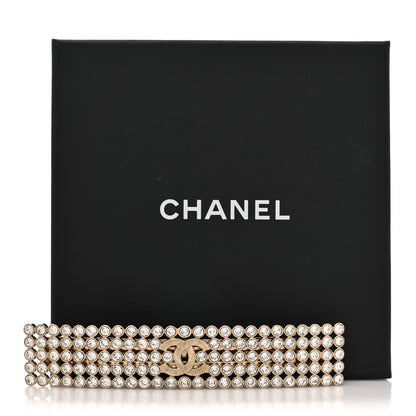 Chanel Metal Crystal CC Hair Clip Barrette Gold 4 of 4