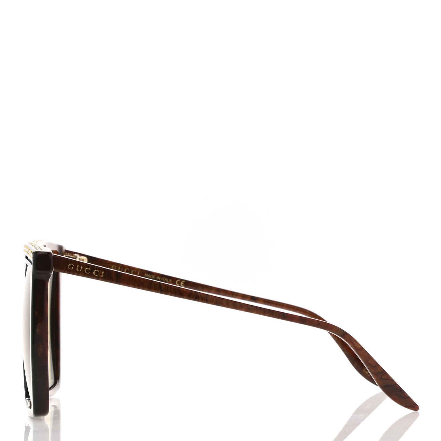 Crystal Square Frame GG Sunglasses GG0733S Green Brown