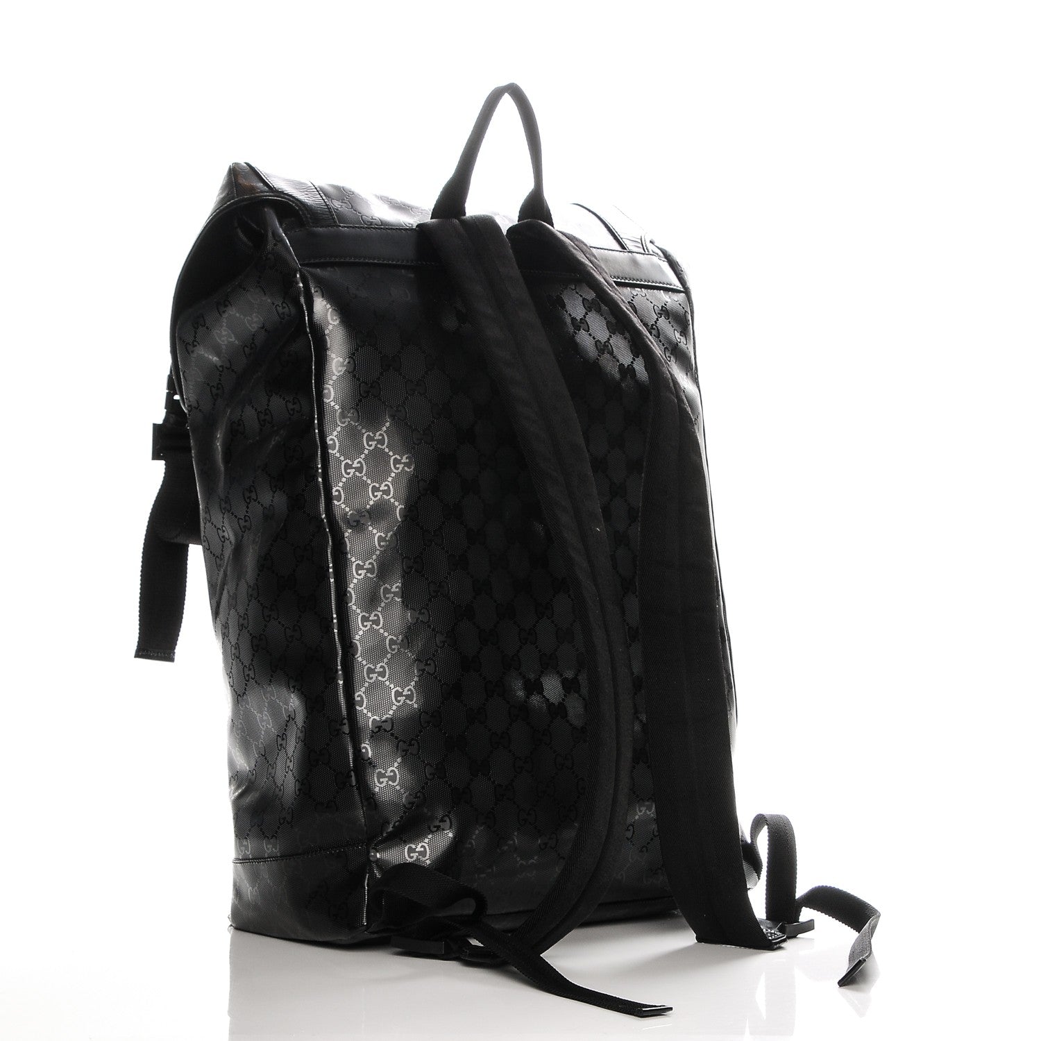 Gucci Imprime Monogram Large Interlocking G Double Buckle Backpack Black 3 of 7