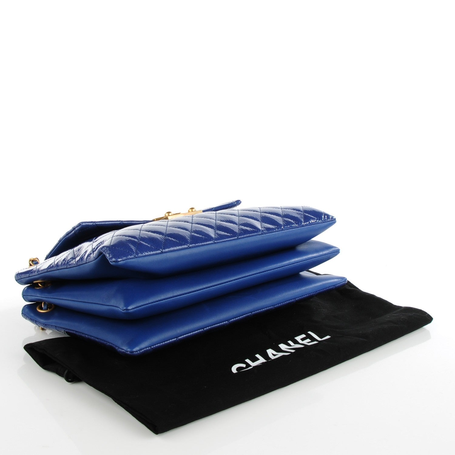 Chanel Patent Quilted 3 Pocket Accordion Flap Navy 4 of 8