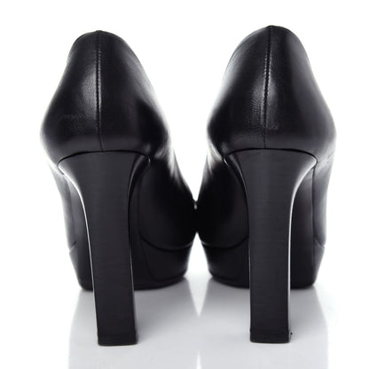 Gucci Nappa Horsebit Peep Toe Platform High Heel Pumps 36 Black 7 of 11