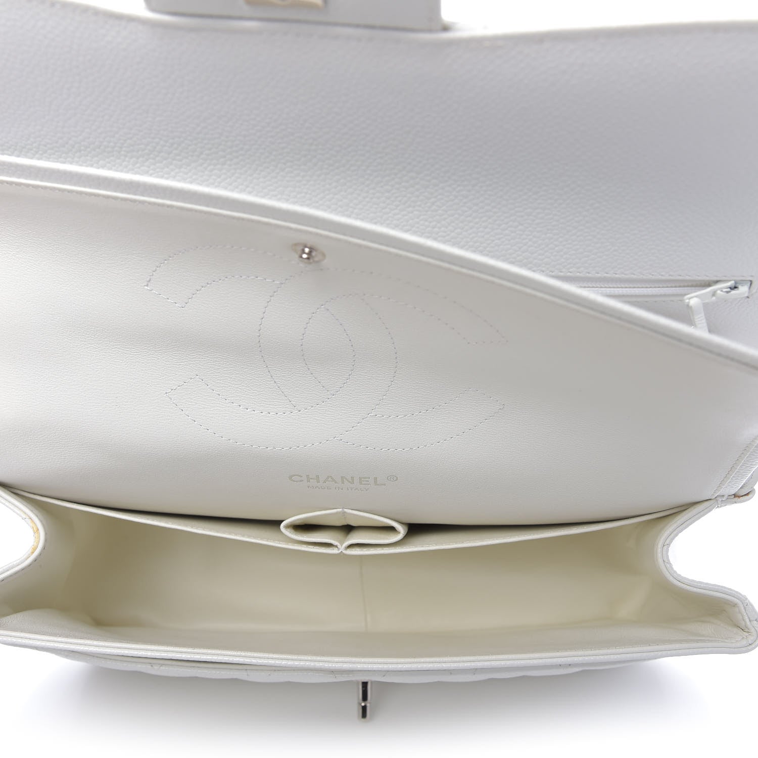 Chanel Caviar Quilted Jumbo Double Flap White 6 of 14
