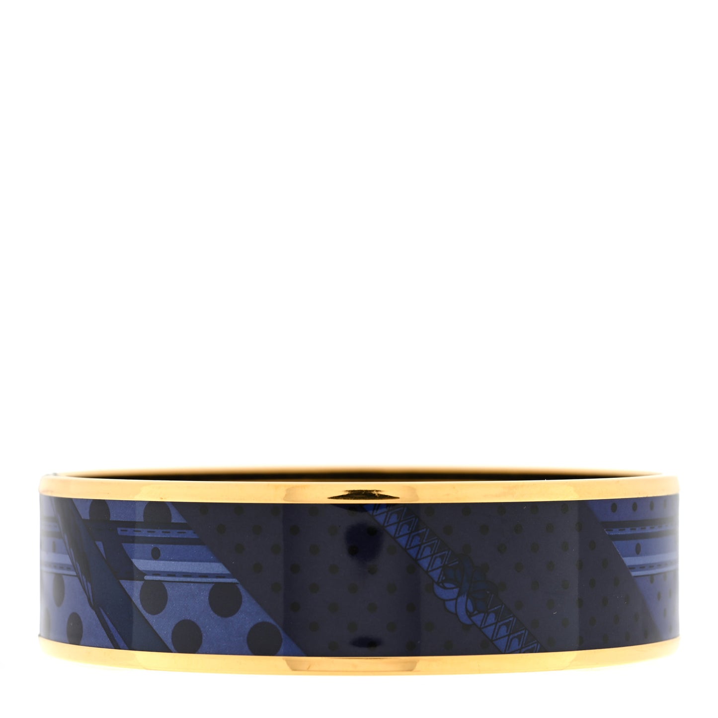 Enamel Printed Wide Clic Clac A Pois Bracelet 65 Indigo