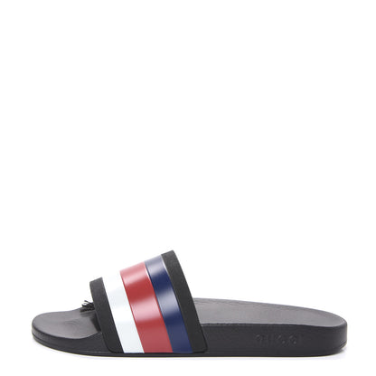 Gucci Rubber Web Mens Pool Slide Sandals 13 Black Mystic White Hibiscus Red Marine 1 of 10