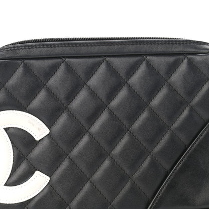 Chanel Calfskin Quilted Cambon Pochette Black White 11 of 11