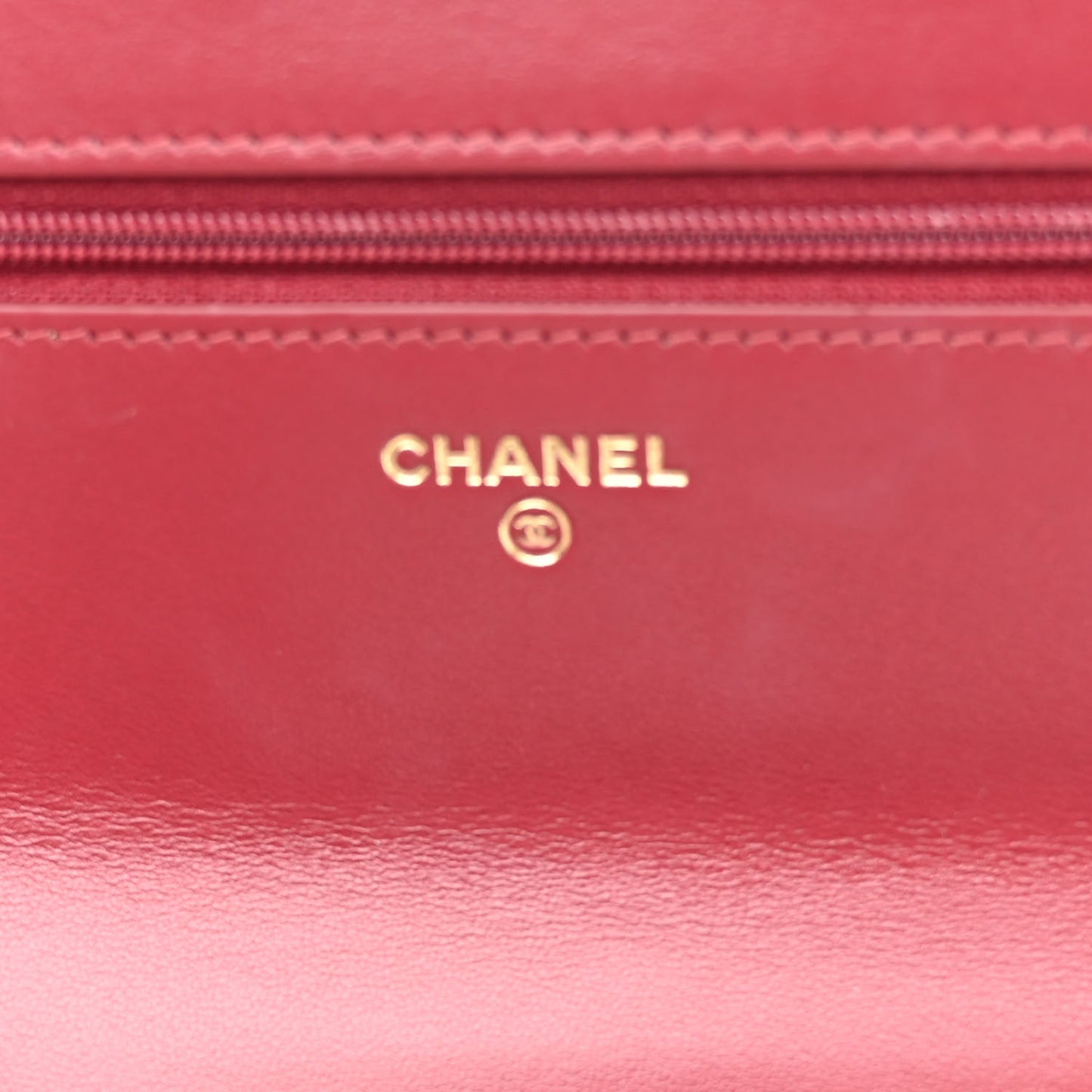 Calfskin Quilted Perfect FIt Wallet On Chain WOC Burgundy