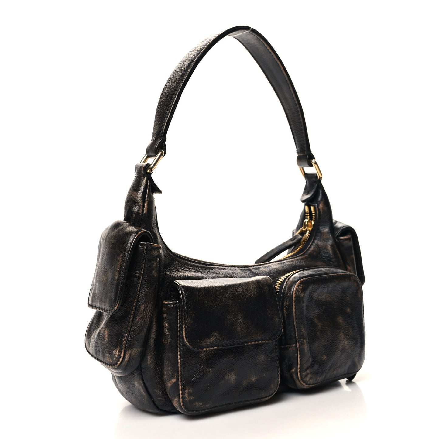 Distressed Nappa Pocket Bag Sand Coffee