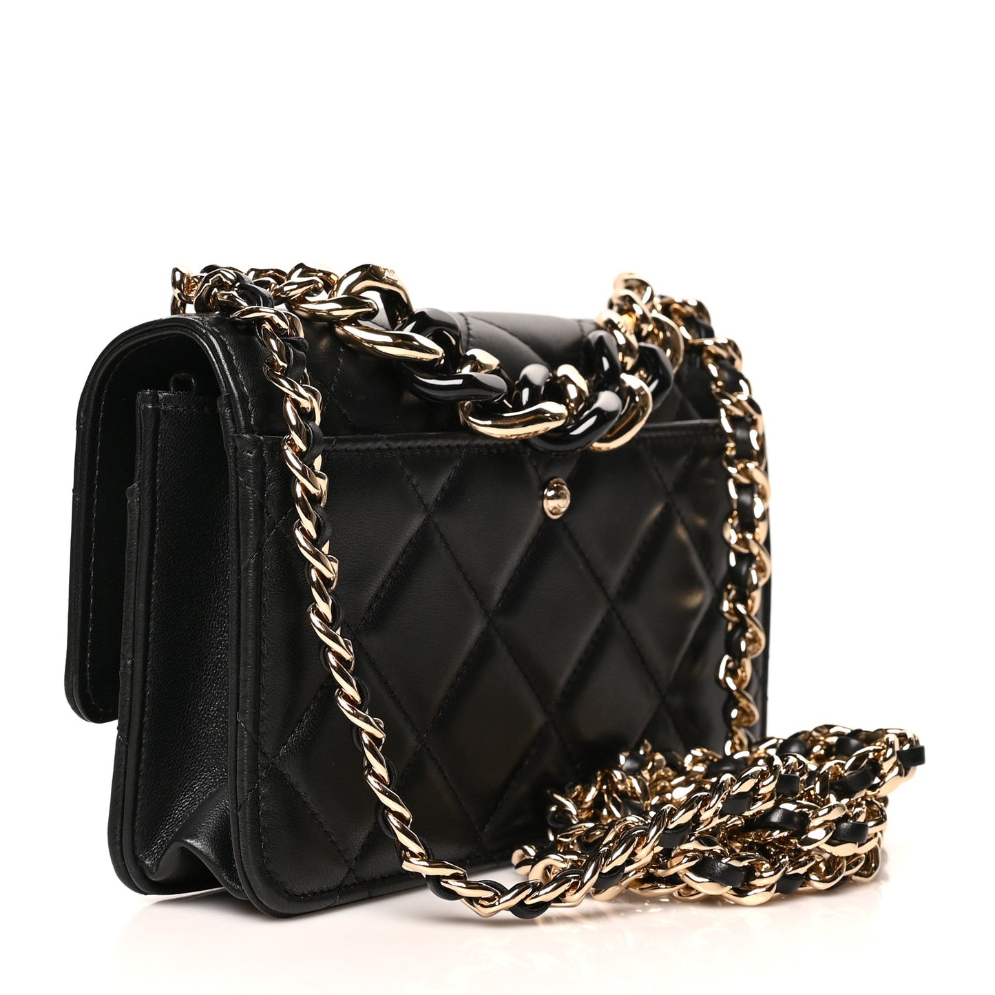 Lambskin Plexi Quilted Wallet On Chain WOC Black