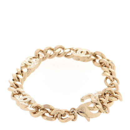 Chanel Enamel Metal CC Chain Bracelet Gold White 3 of 6
