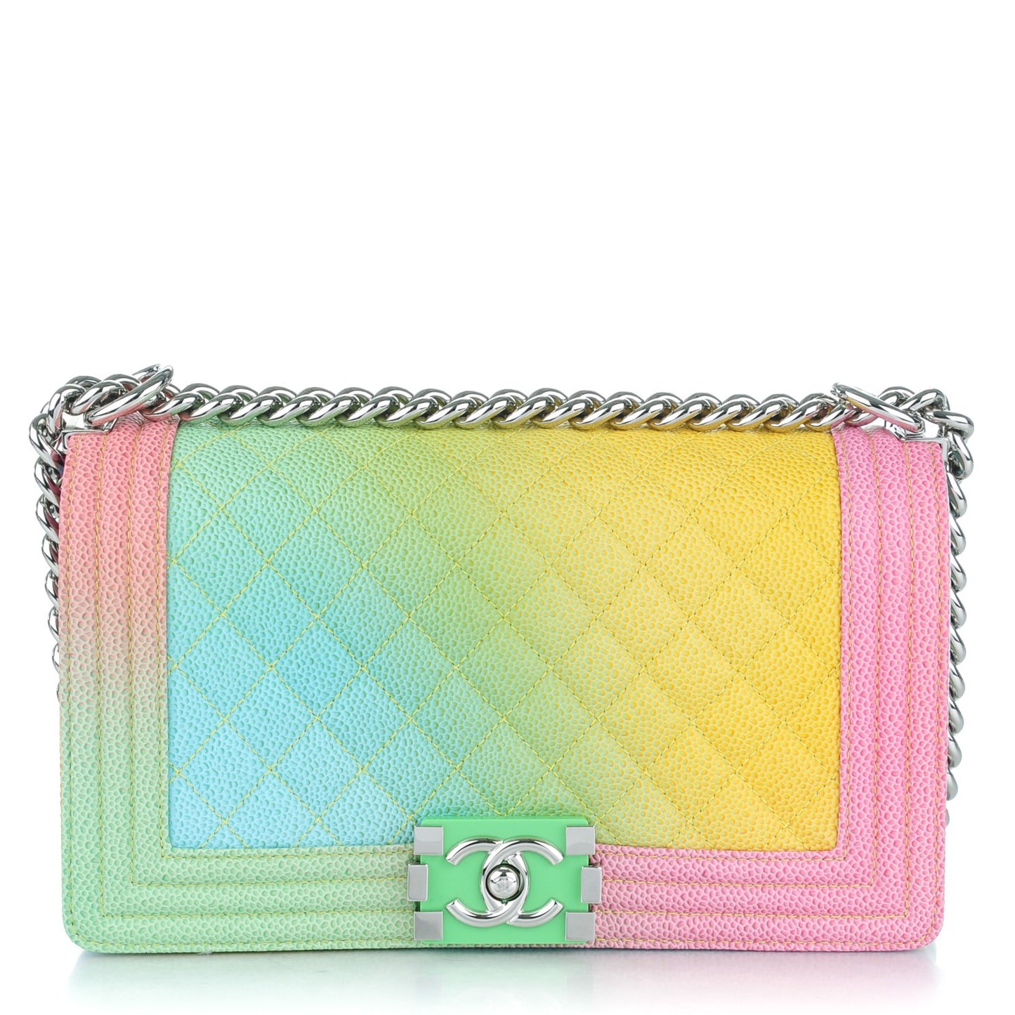 Caviar Quilted Medium Cuba Rainbow Boy Flap Multicolor