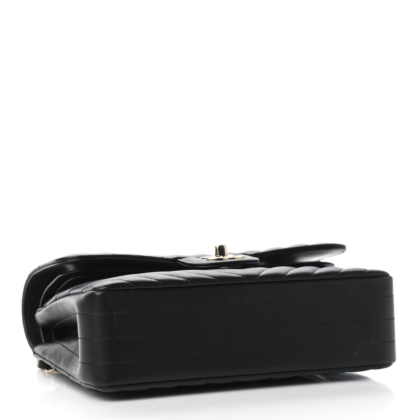 Lambskin Chevron Quilted Small Double Flap Black