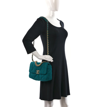 Chanel Tweed Quilted Medium Chanel 19 Flap Green 2 of 9