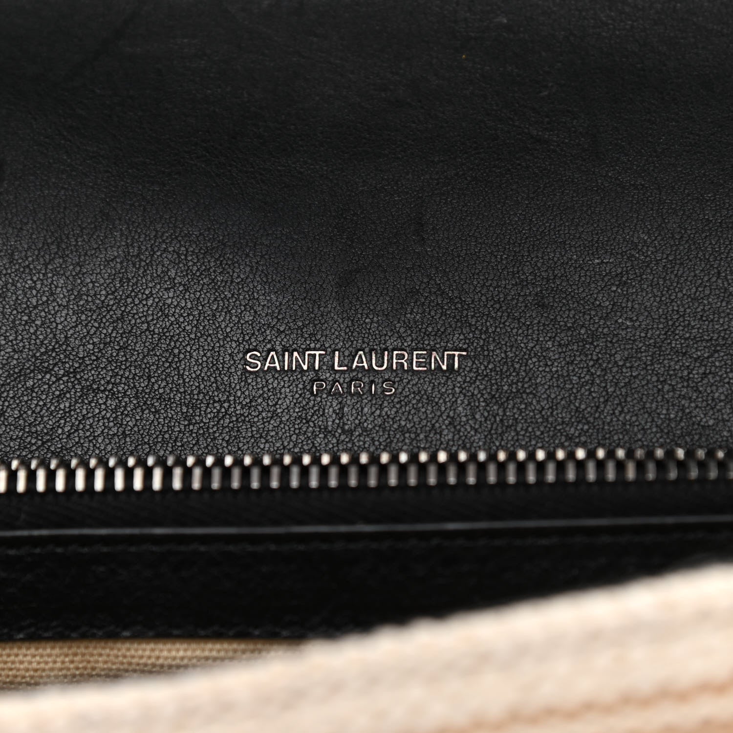 Saint Laurent Berber Chevron Tassel Monogram Medium College Bag Black White 6 of 10