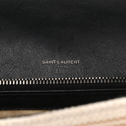 Saint Laurent Berber Chevron Tassel Monogram Medium College Bag Black White 6 of 10