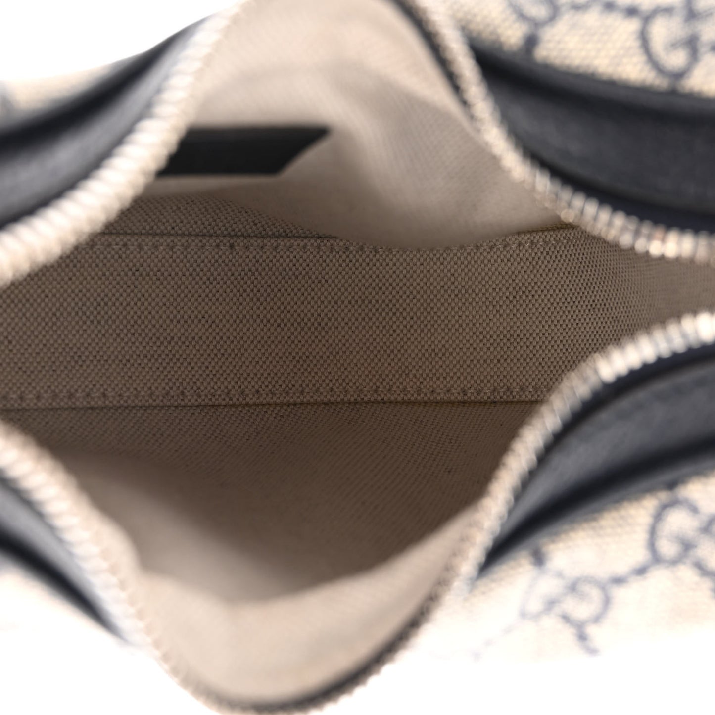 GG Supreme Monogram Textured Calfskin Web Small Attache Shoulder Bag Beige Blue