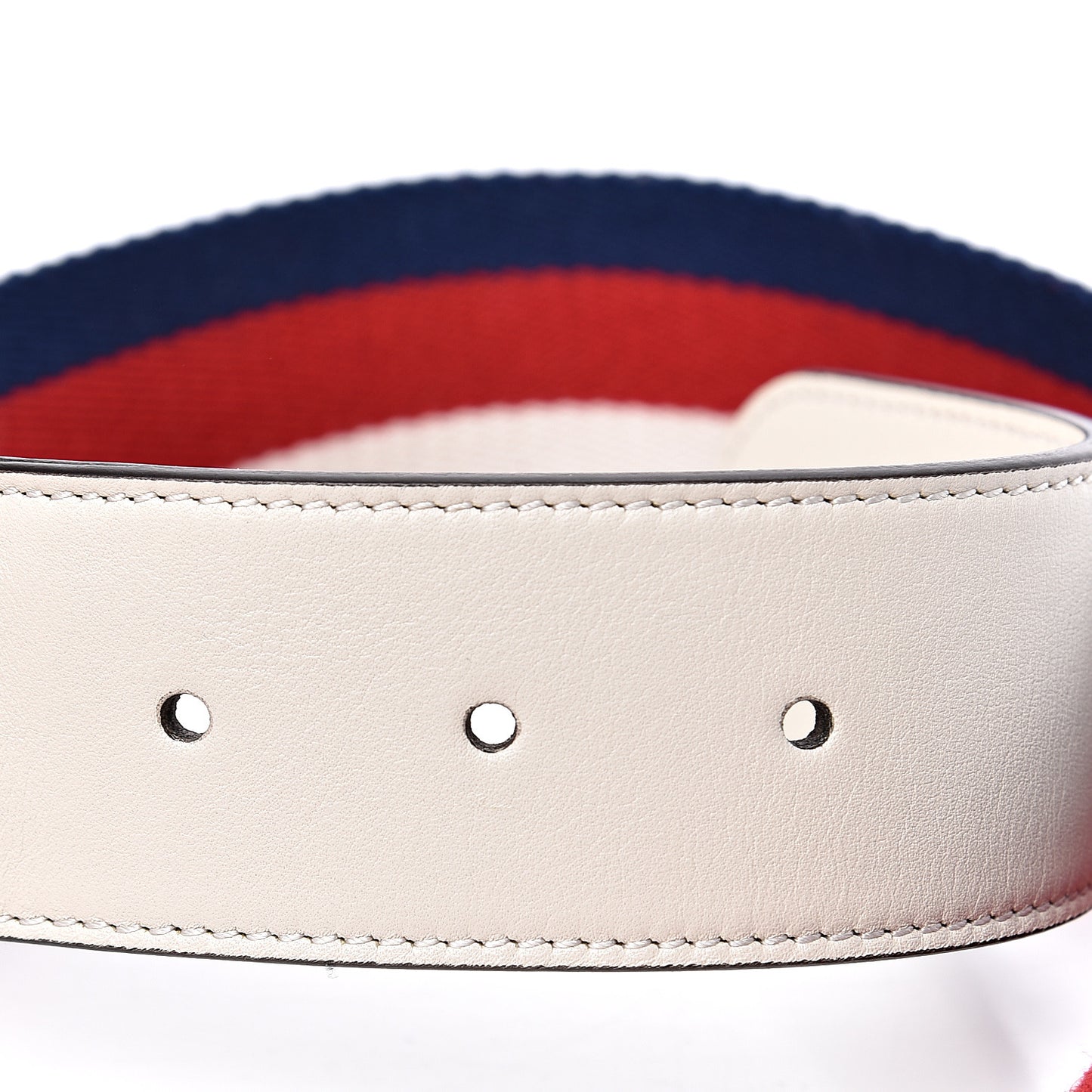 Nylon Calfskin Sylvie Web Double G 40mm Belt 85 34 Mystic White Hibiscus Red Maritime