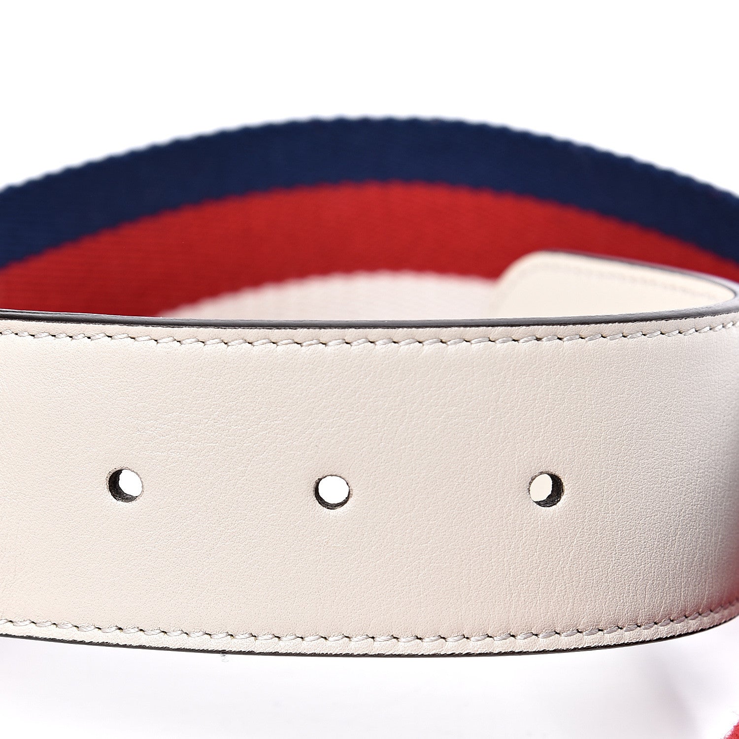 Gucci Nylon Calfskin Sylvie Web Double G 40mm Belt 85 34 Mystic White Hibiscus Red Maritime 4 of 4