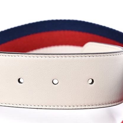 Gucci Nylon Calfskin Sylvie Web Double G 40mm Belt 85 34 Mystic White Hibiscus Red Maritime 4 of 4