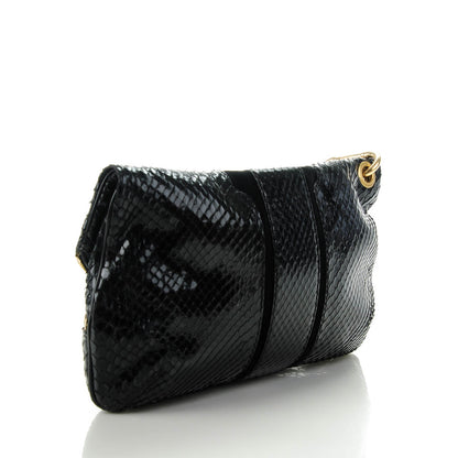 Jimmy Choo Snakeskin Marin Foldover Clutch Black 3 of 6
