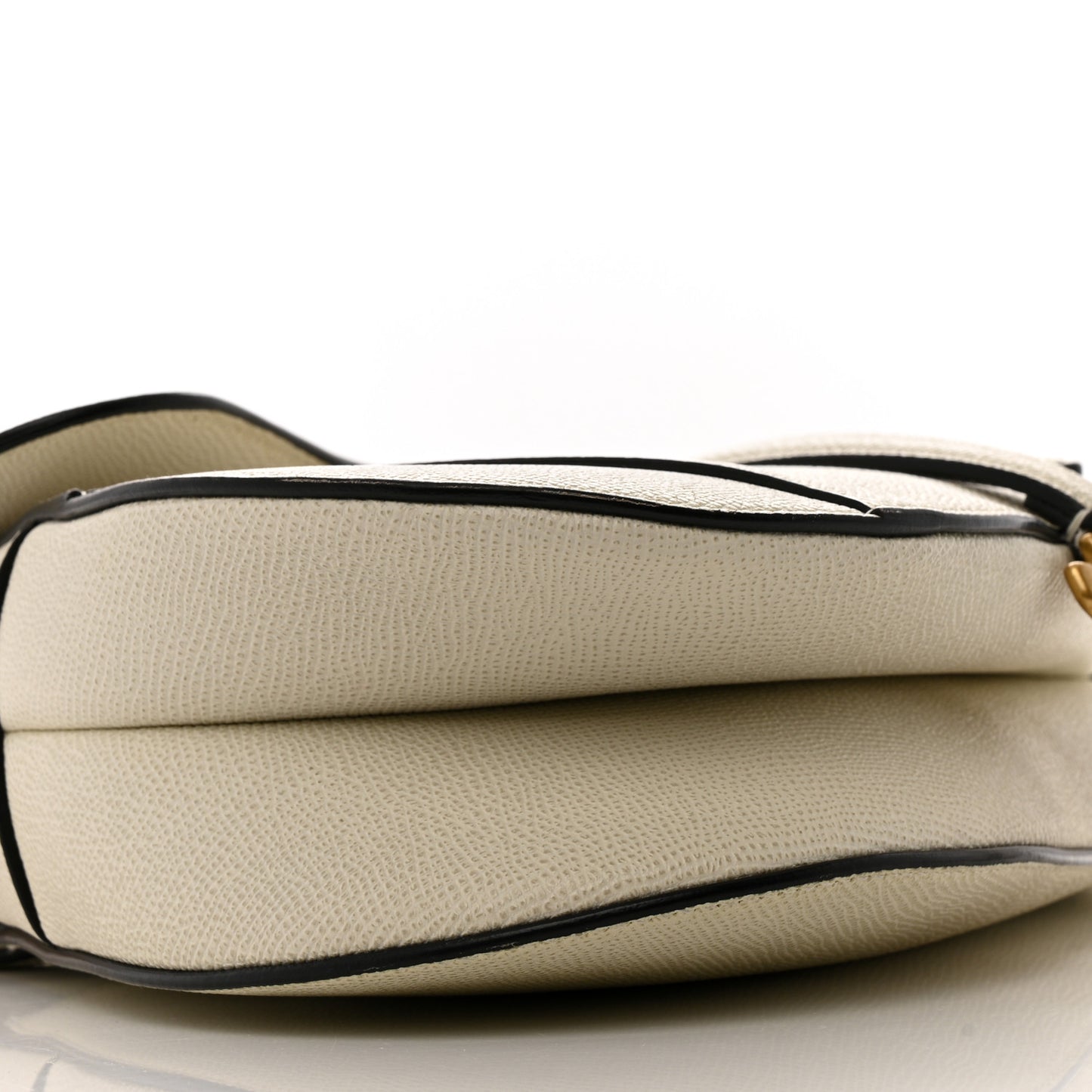 Grained Calfskin Saddle Bag With Strap Latte