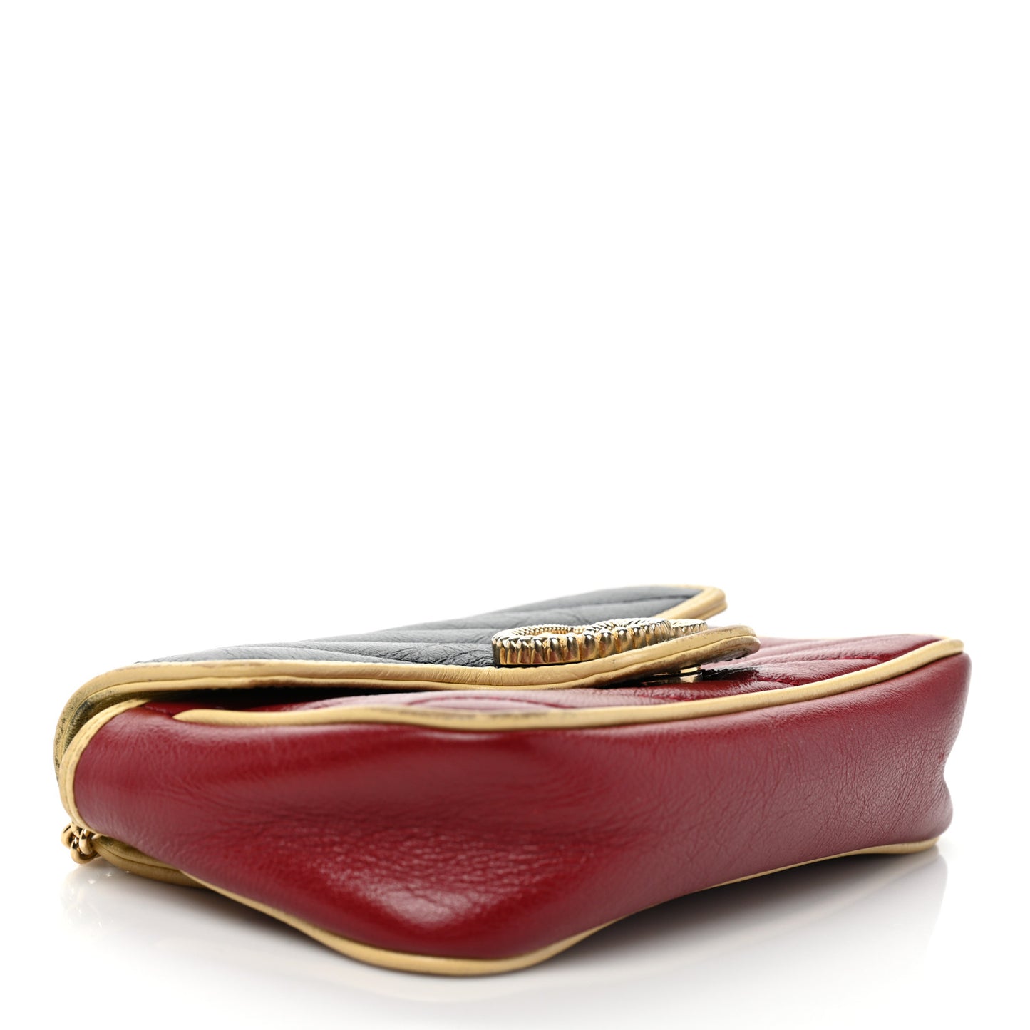 Azalea Calfskin Matelasse Diagonal Super Mini Torchon GG Marmont Shoulder Bag Blue Agata New Cherry Red Butter