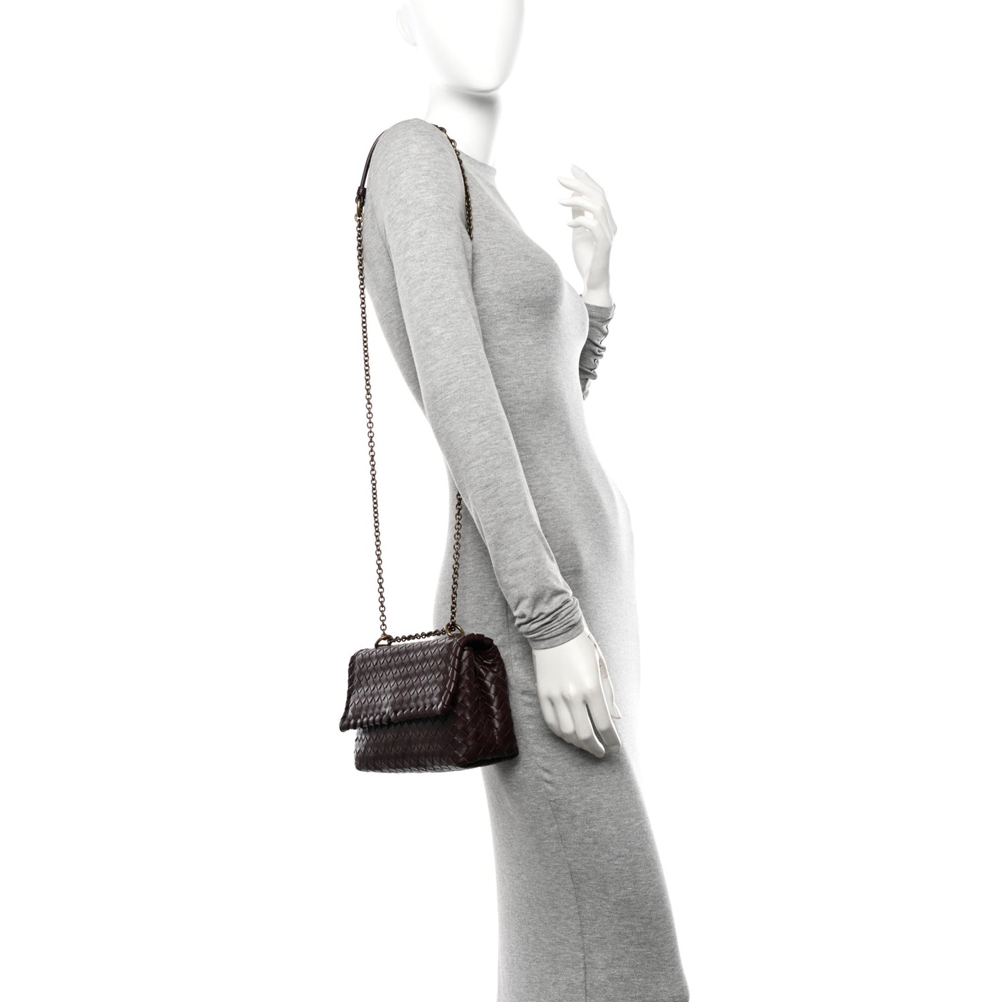 Nappa Intrecciato Baby Olimpia Shoulder Bag Dark Barolo