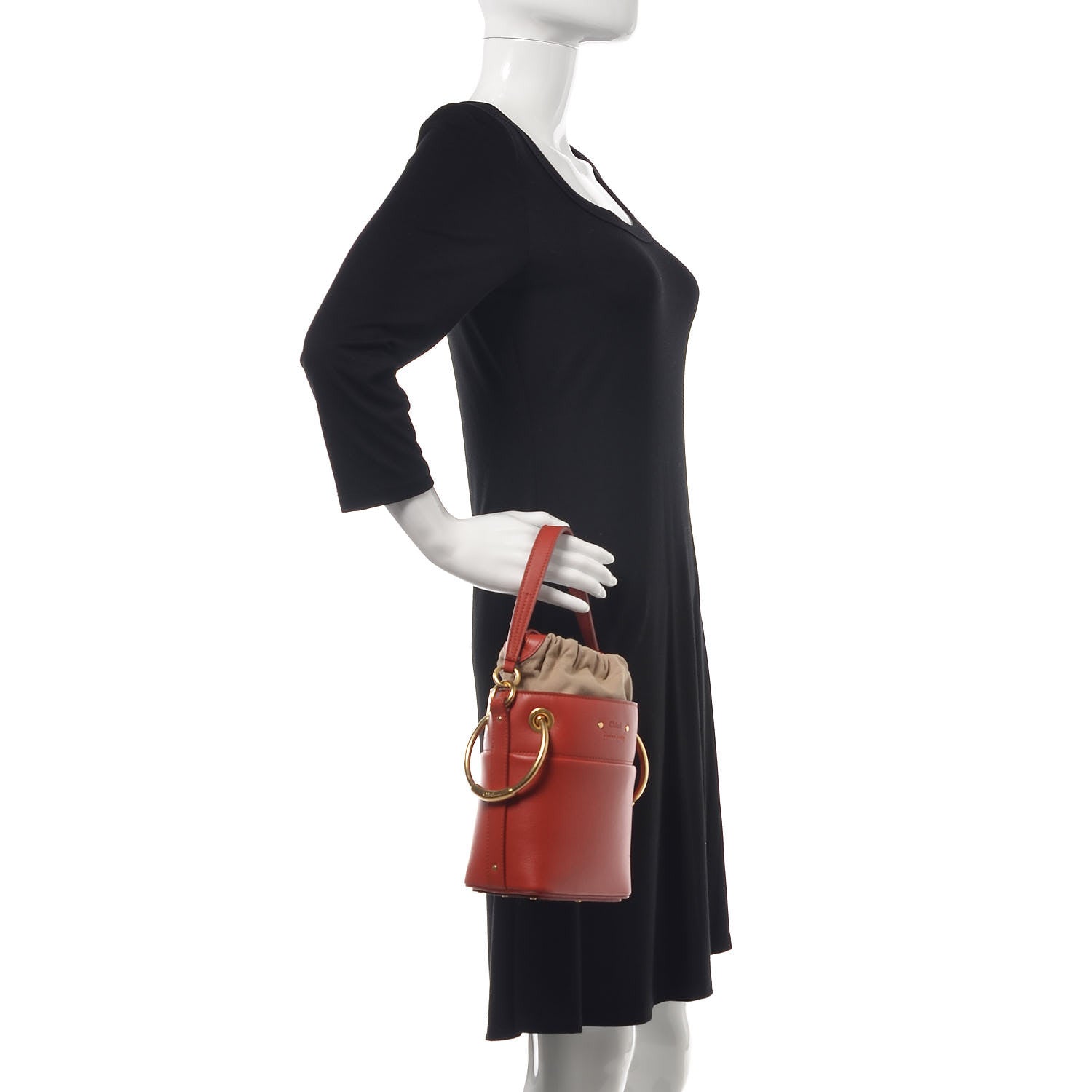 Chloe Smooth Calfskin Mini Roy Bucket Bag Earthy Red 3 of 10
