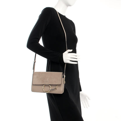 Chloe Suede Calfskin Small Faye Shoulder Bag Motty Grey 2 of 8