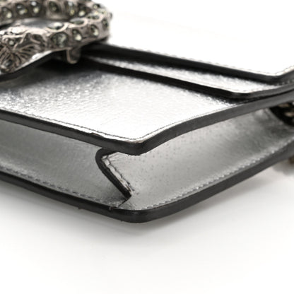 Gucci Metallic Calfskin Crystal Super Mini Dionysus Shoulder Bag Silver 9 of 14