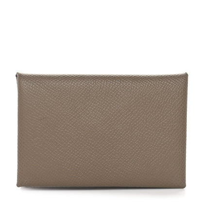 Hermes Epsom Calvi Card Case Etoupe 1 of 8