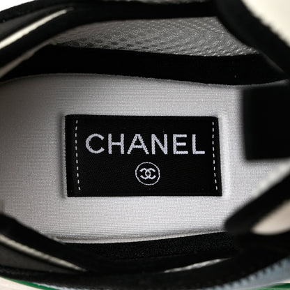 Chanel Suede Calfskin Mixed Fibers CC Sneakers 41 Ivory Green Light Blue 7 of 9