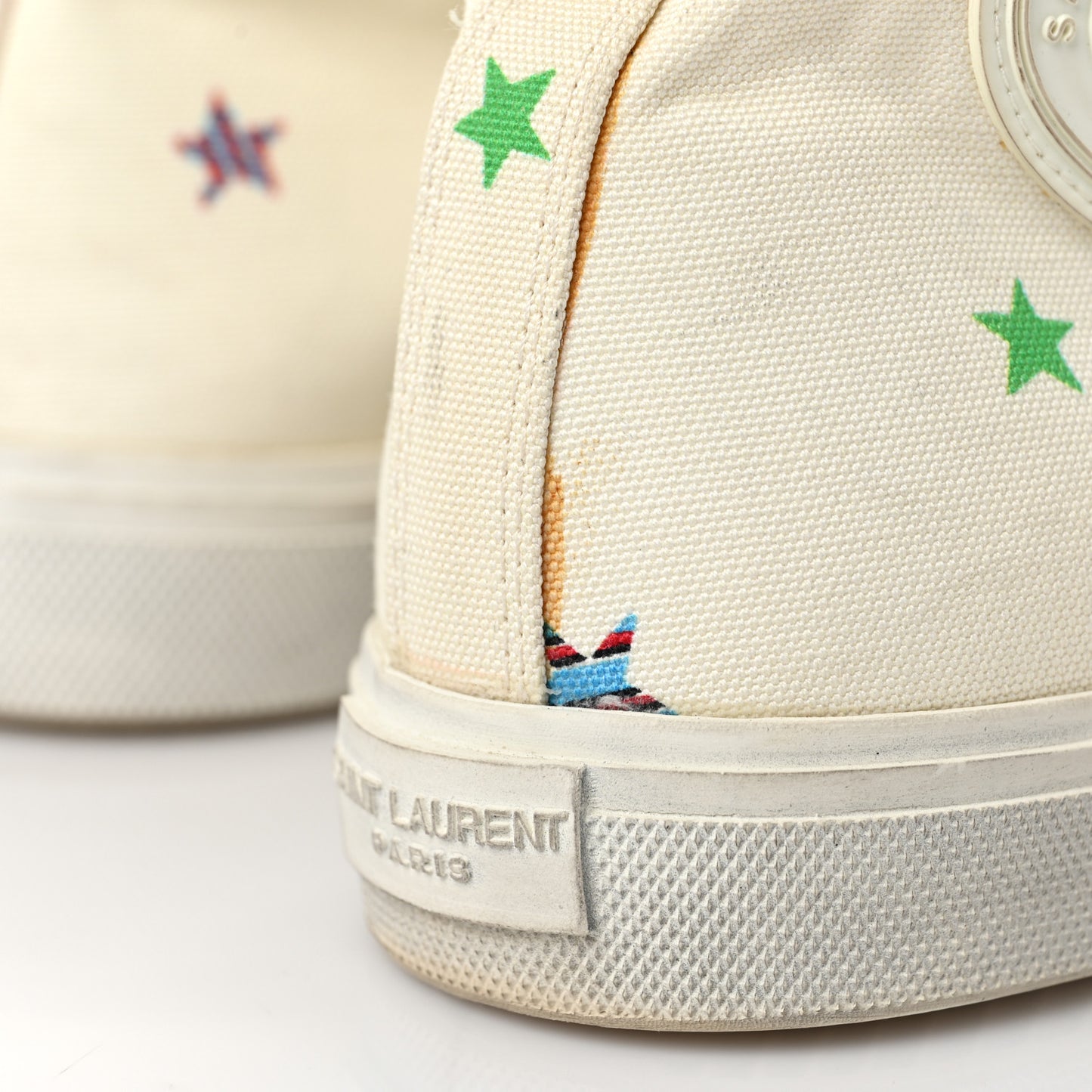 Canvas Fun-Star Print Bedford Hightop Sneakers 41 Cream