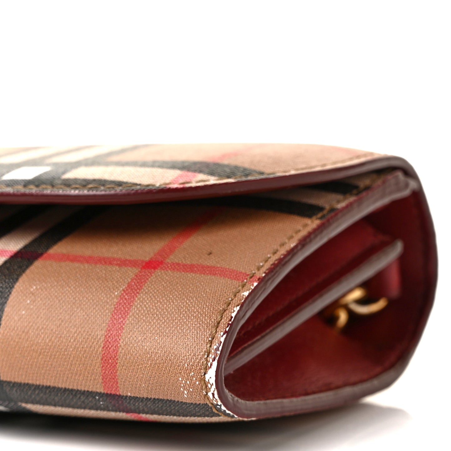 Vintage Check Henley Wallet On Chain Crimson