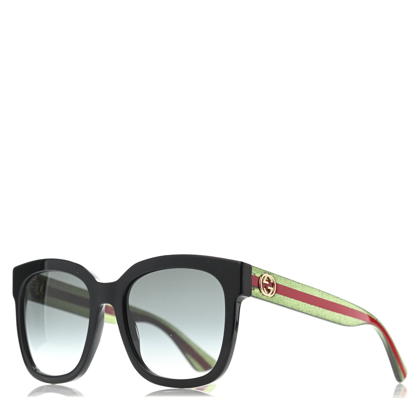 Acetate Square Frame Web Glitter Sunglasses GG0034S Black