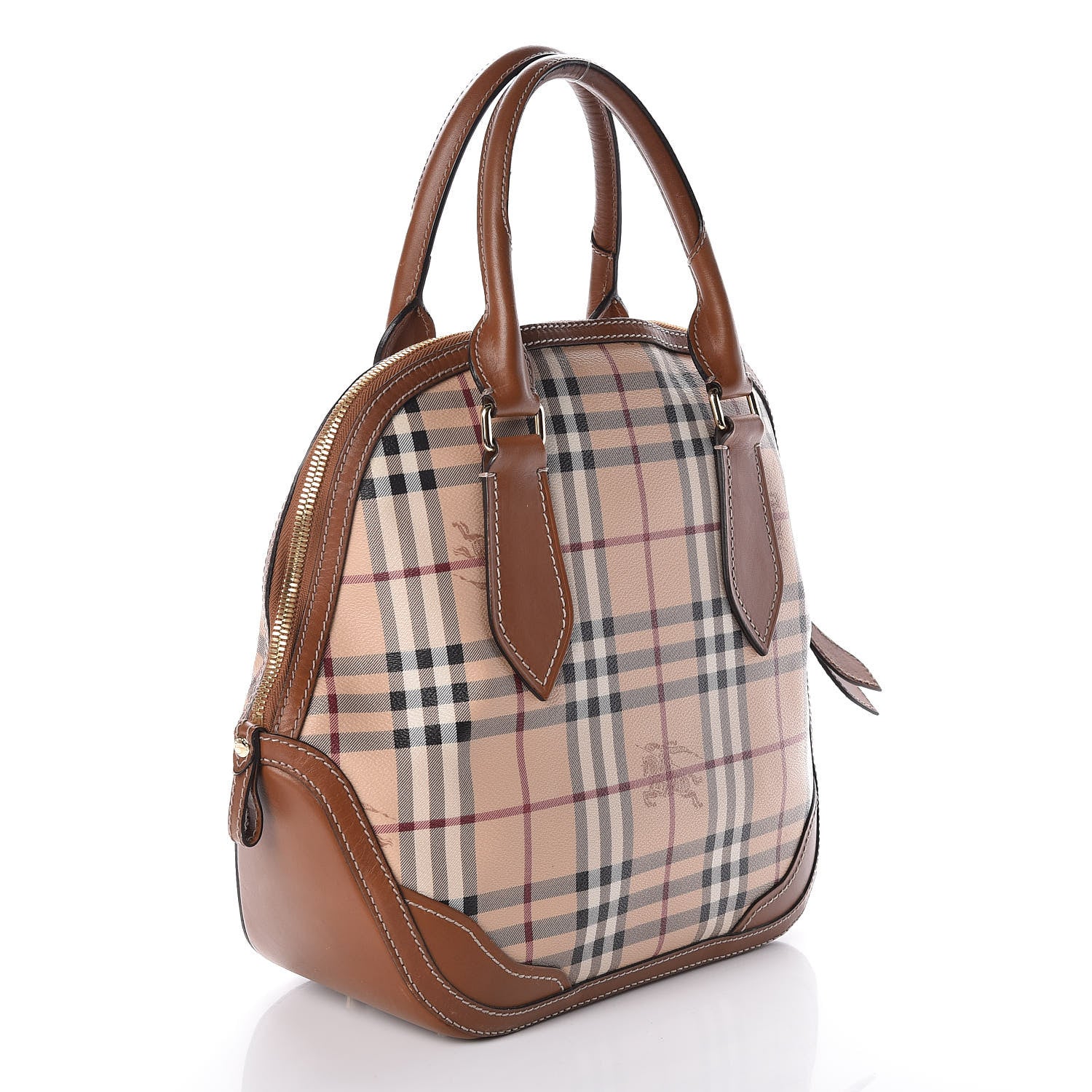 Burberry Haymarket Check Medium Orchard Bowling Bag Brown 3 of 12
