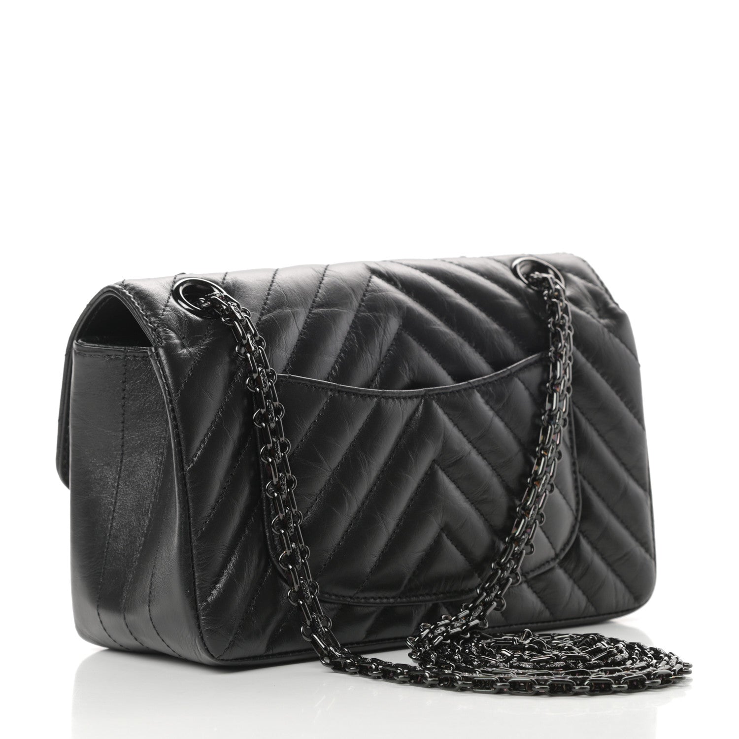 Chanel Aged Calfskin Chevron Quilted 2.55 Reissue Mini Flap So Black 3 of 10