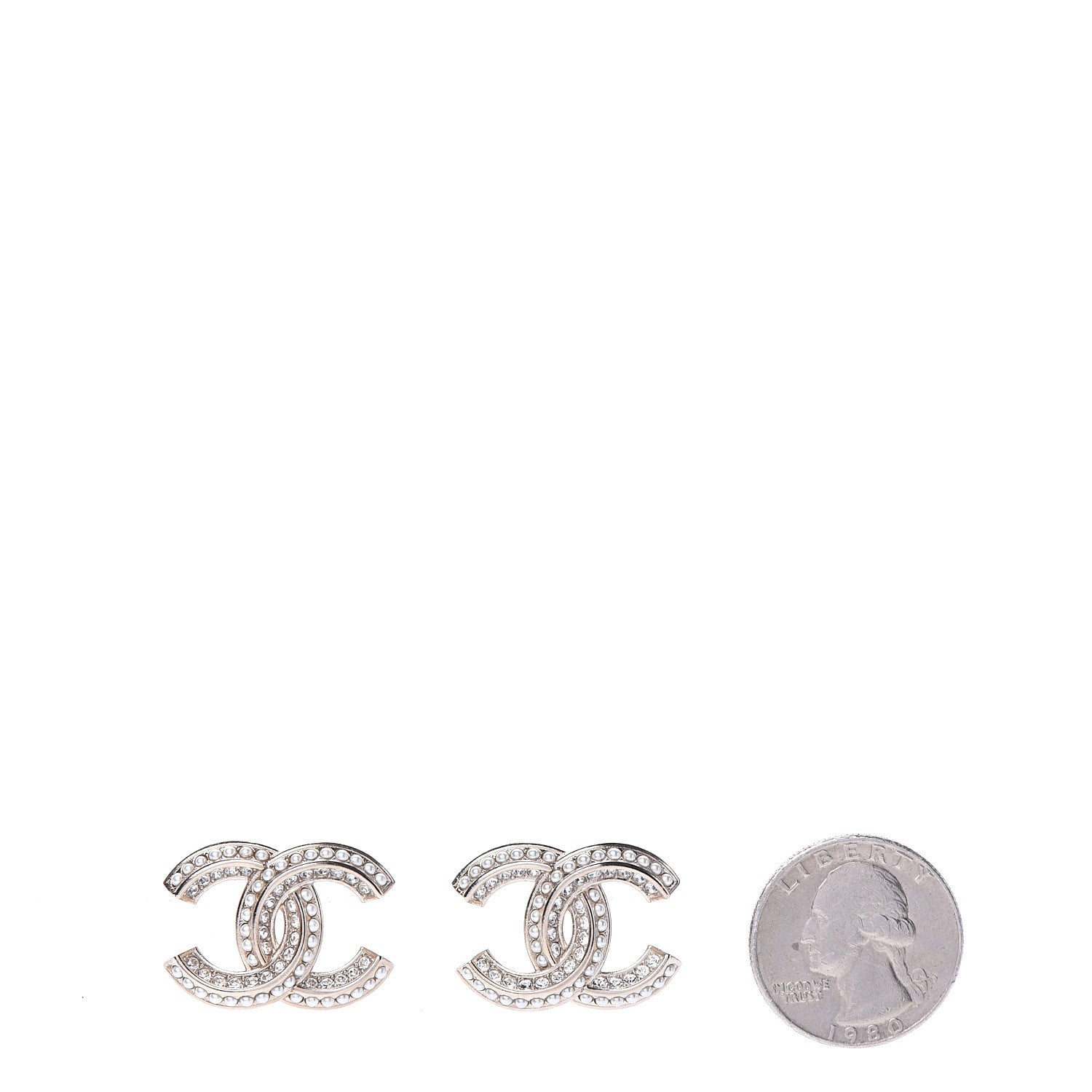 Chanel Crystal Pearl Chain Mania CC Earrings Gold 2 of 5
