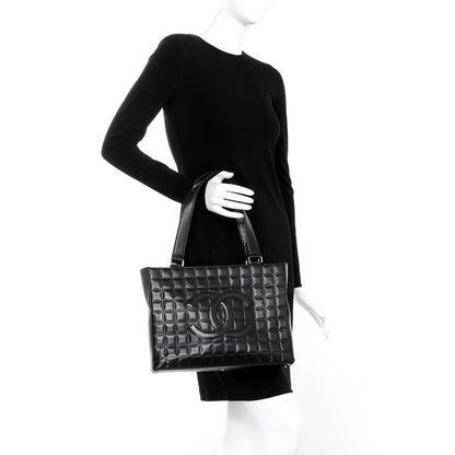 Chanel Lambskin Quilted Chocolate Bar Tote Black 2 of 12