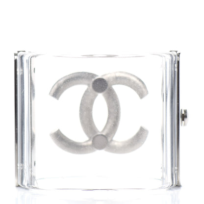 Chanel Lucite Baguette Crystal CC Cuff Transparent Silver 3 of 5