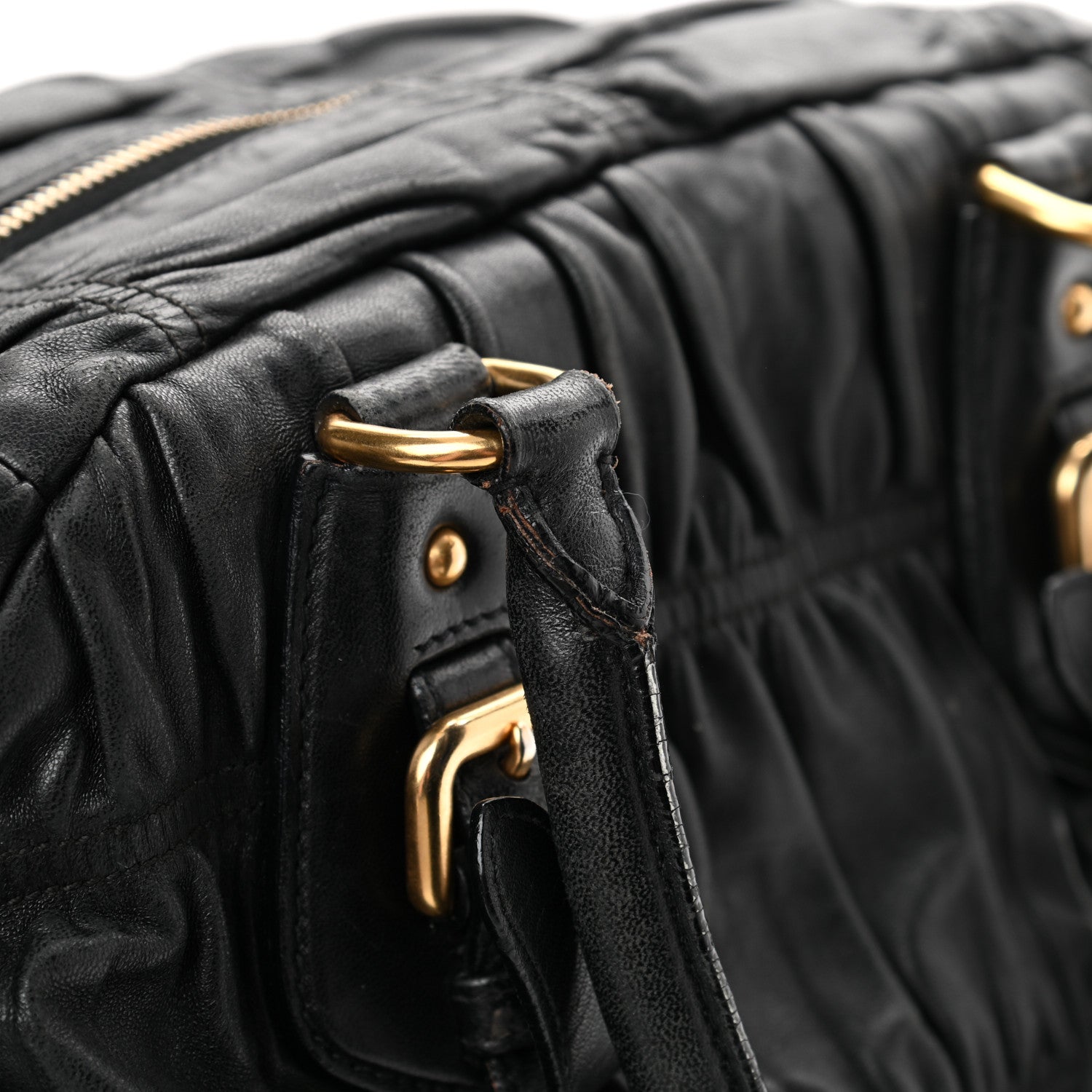 Prada Nappa Gaufre Buckle Bowler Black 12 of 20