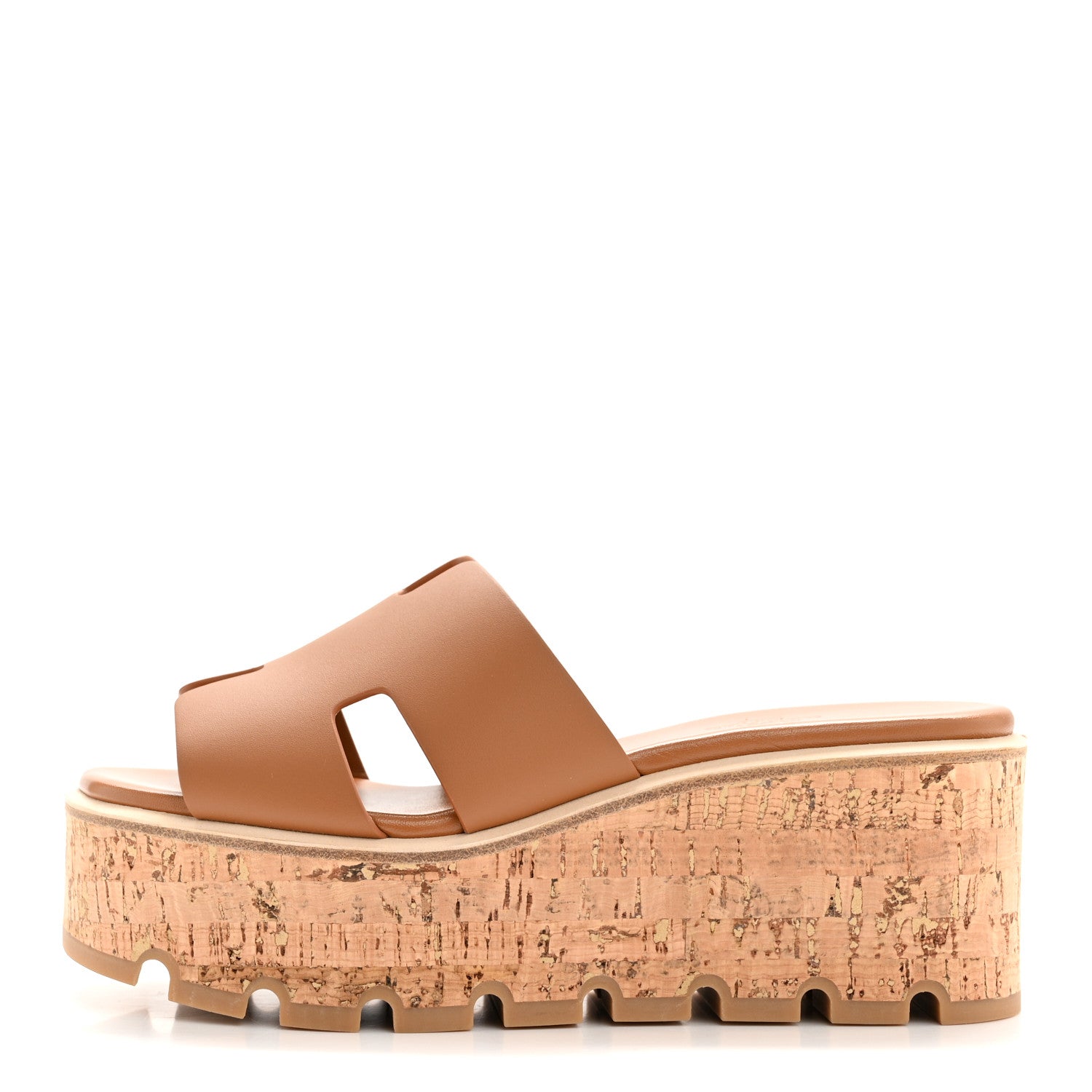 Hermes Calfskin Cork Eze 30 Sandals 36 Gold 1 of 9