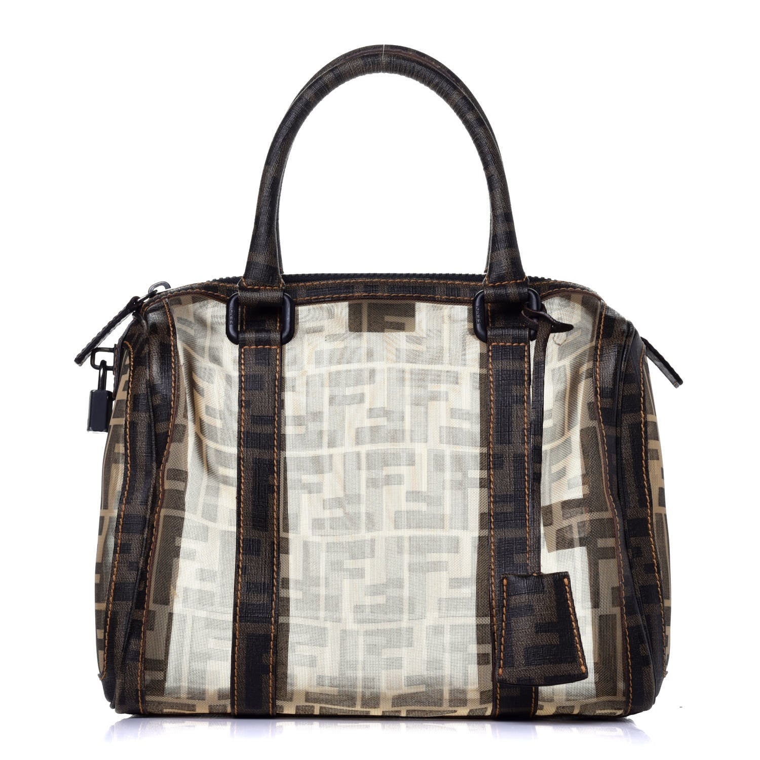 Fendi Zucca Spalmati Mesh Mixed Media Forever Boston Tobacco 1 of 10