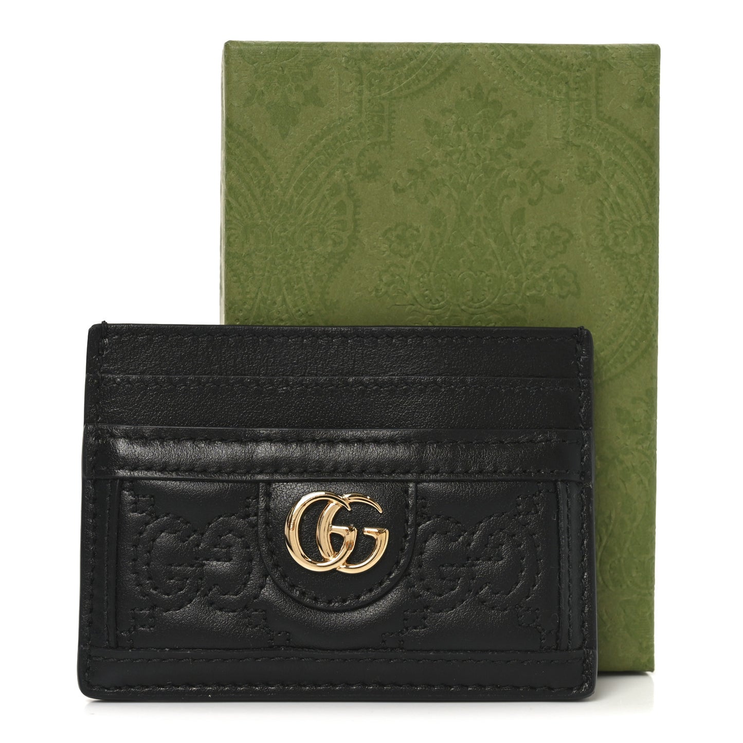 Calfskin GG Matelasse Card Holder  Black