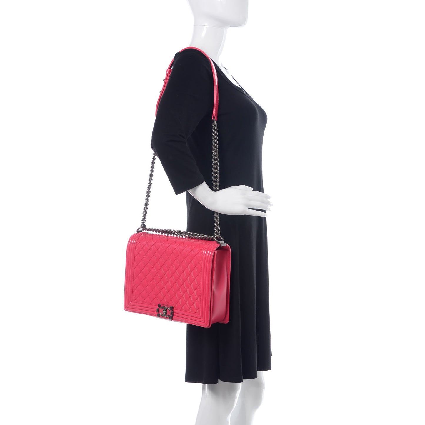 Patent Quilted Large Boy Flap Pink